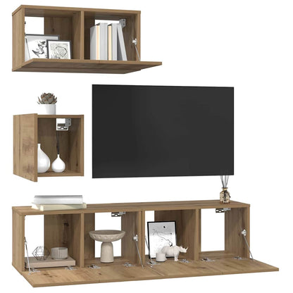 Set mobile TV 4 pcs Rovere artigianale Legno multistrato