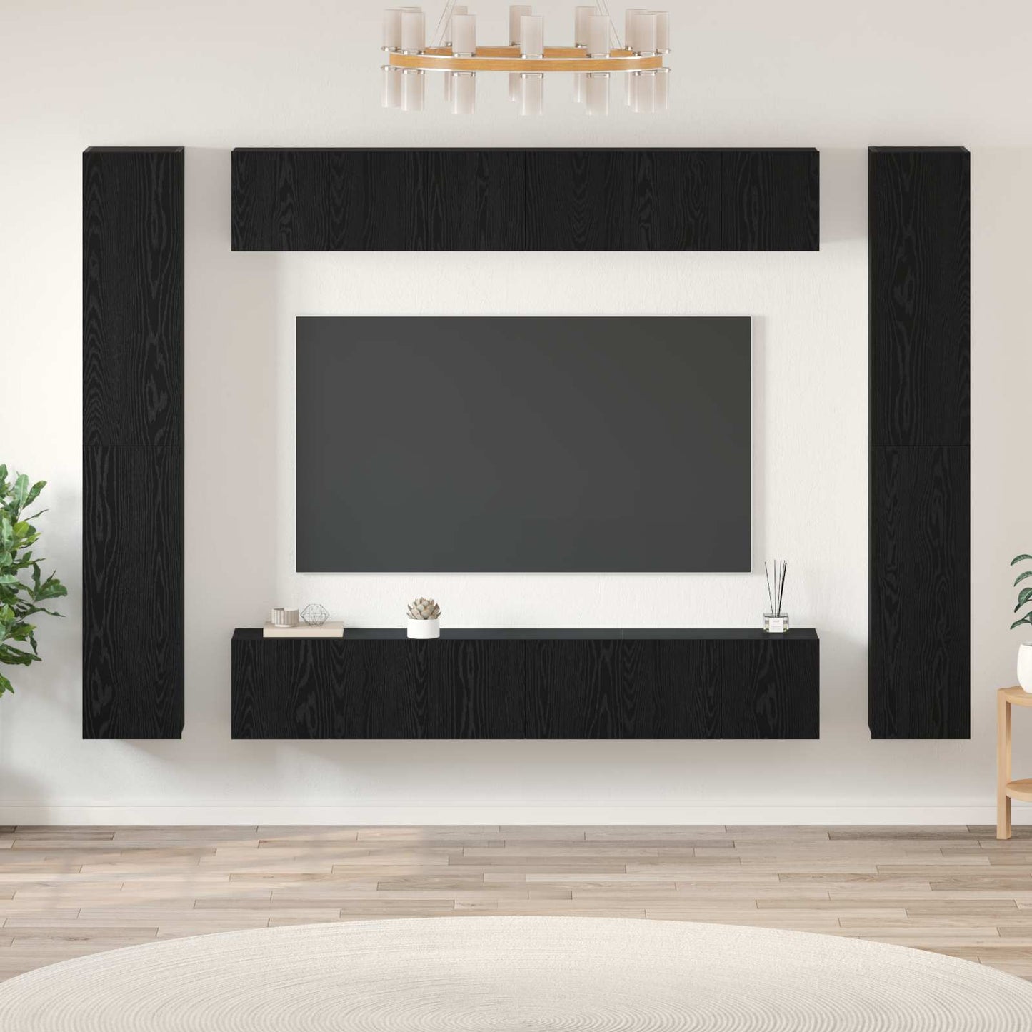 Set mobile TV 10 pcs Rovere Nero Legno multistrato