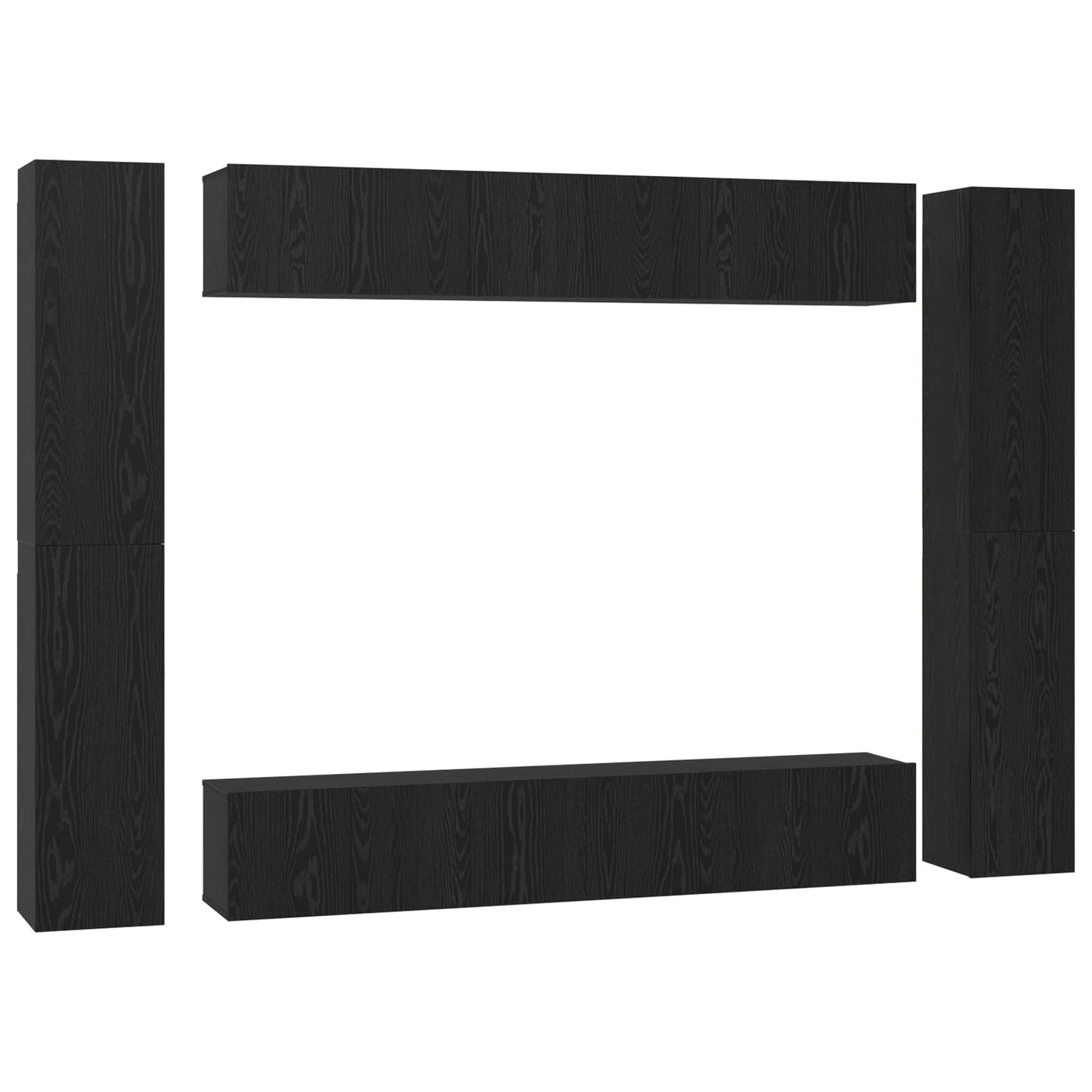 Set mobile TV 10 pcs Rovere Nero Legno multistrato