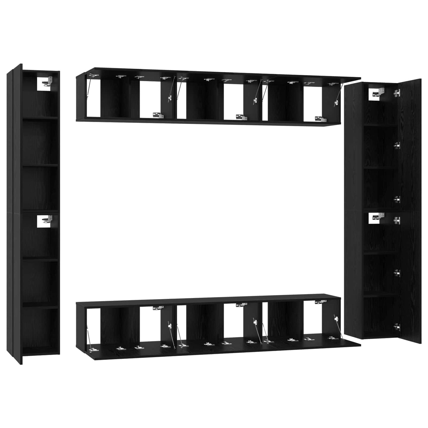 Set mobile TV 10 pcs Rovere Nero Legno multistrato