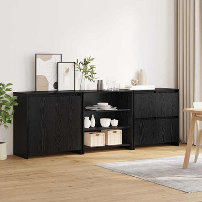 Credenza 3 pcs Rovere Nero 70 x 41 x 75 cm Legno multistrato