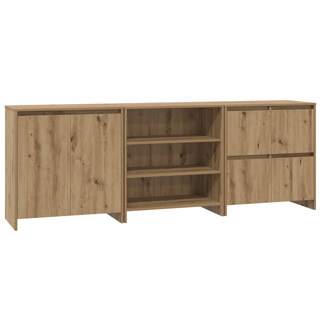 Credenza con cassetto 3 pcs Rovere artigianale 70 x 41 x 75 cm