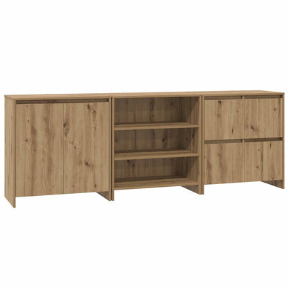 Credenza con cassetto 3 pcs Rovere artigianale 70 x 41 x 75 cm