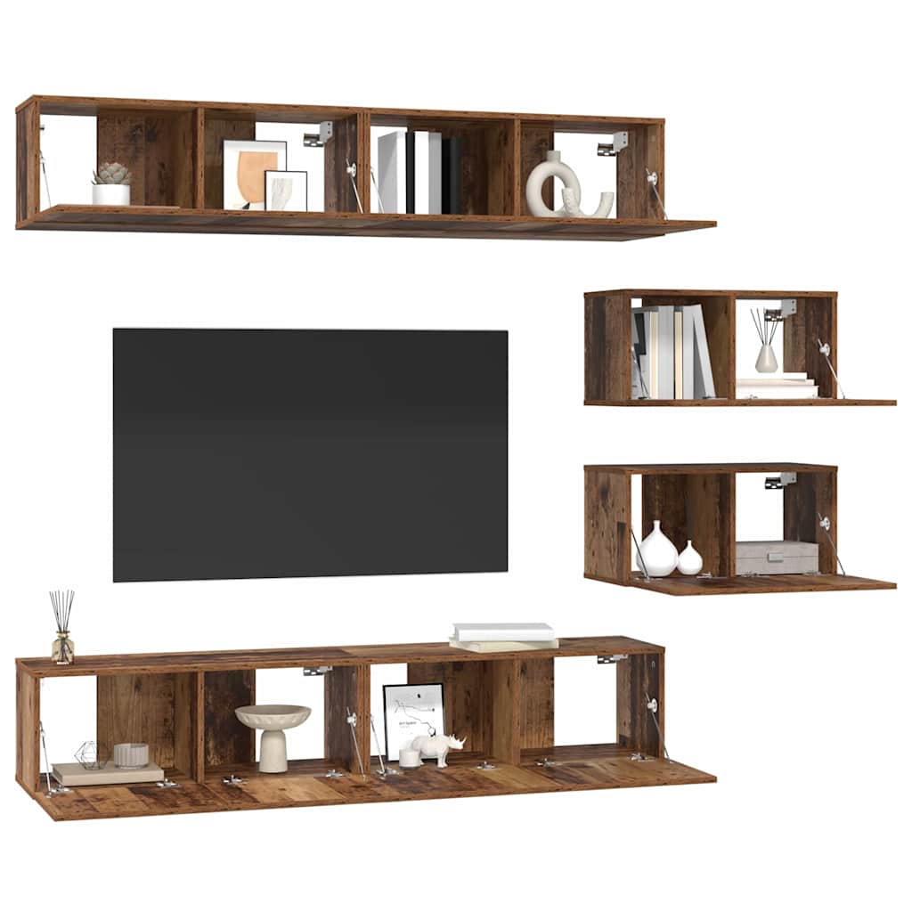 Set mobile TV 6 pcs Legno vecchio Legno multistrato