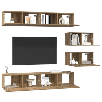 Set mobile TV 6 pcs rovere artigianale Legno multistrato