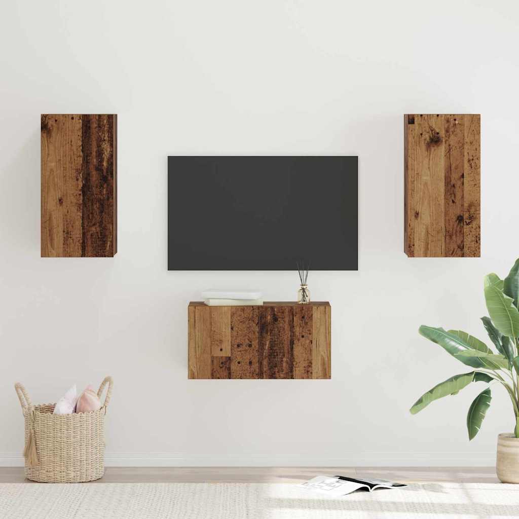 Set mobile TV 3 pcs Legno vecchio Legno multistrato