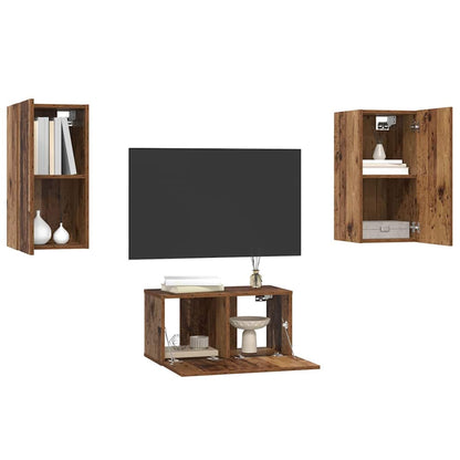 Set mobile TV 3 pcs Legno vecchio Legno multistrato