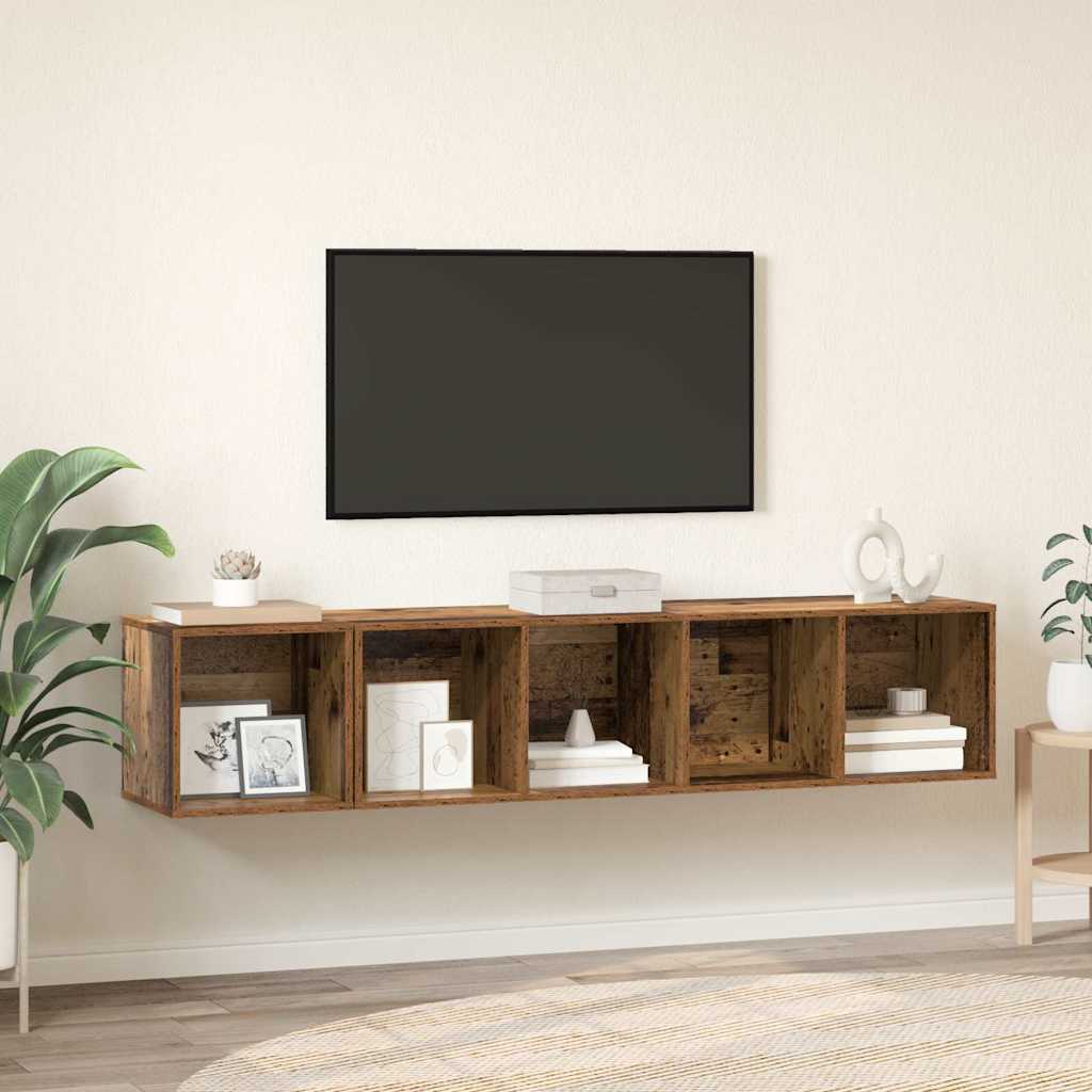 Set di mobili TV 2 pcs Legno vecchio Legno multistrato