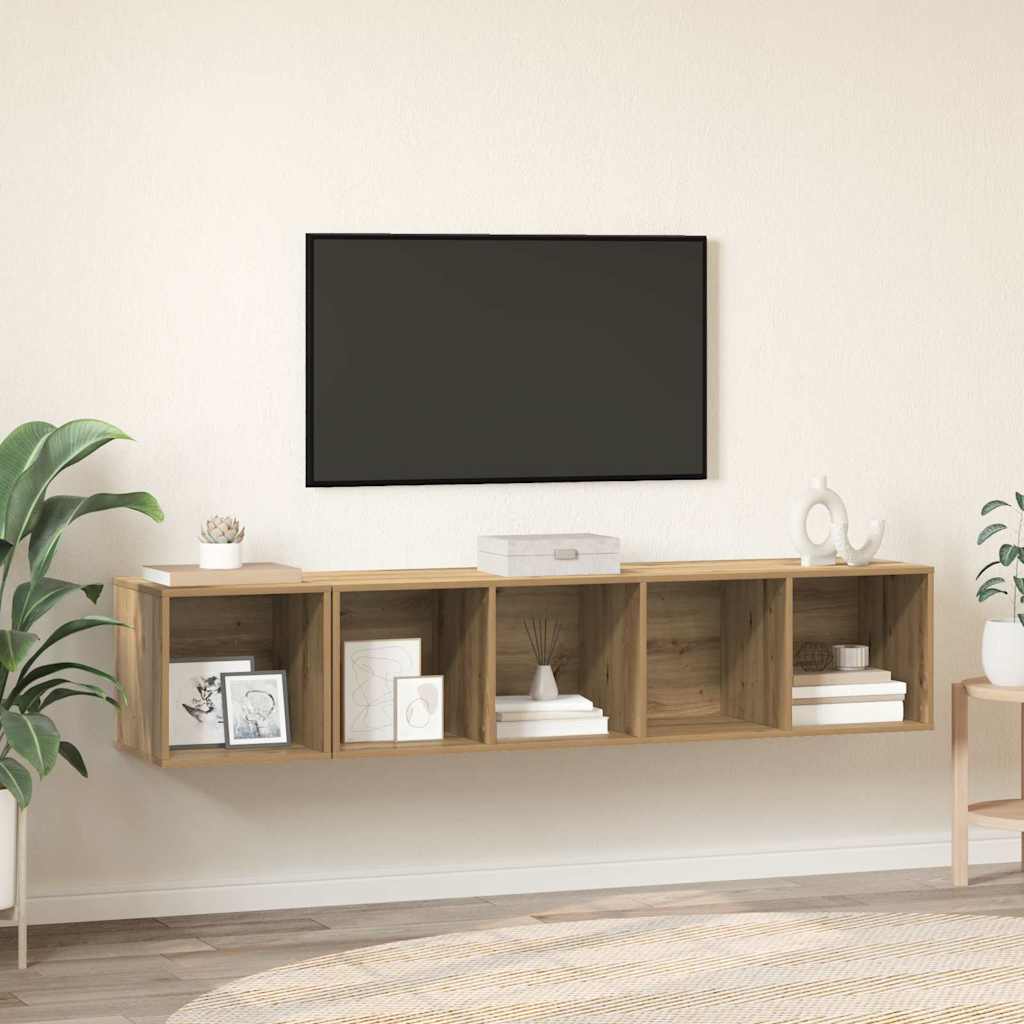 Set di mobili TV 2 pcs Rovere artigianale Legno multistrato