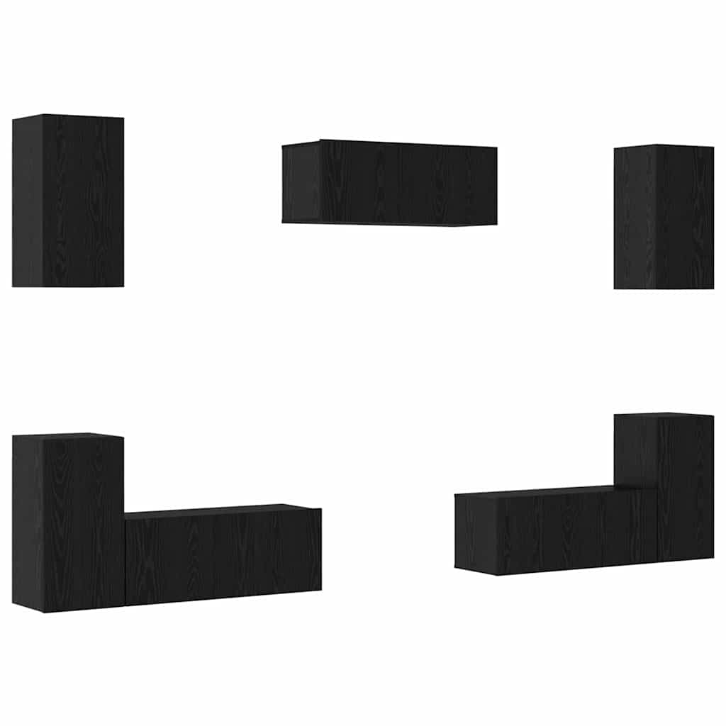 Set mobile TV 7 pcs Rovere Nero Legno multistrato