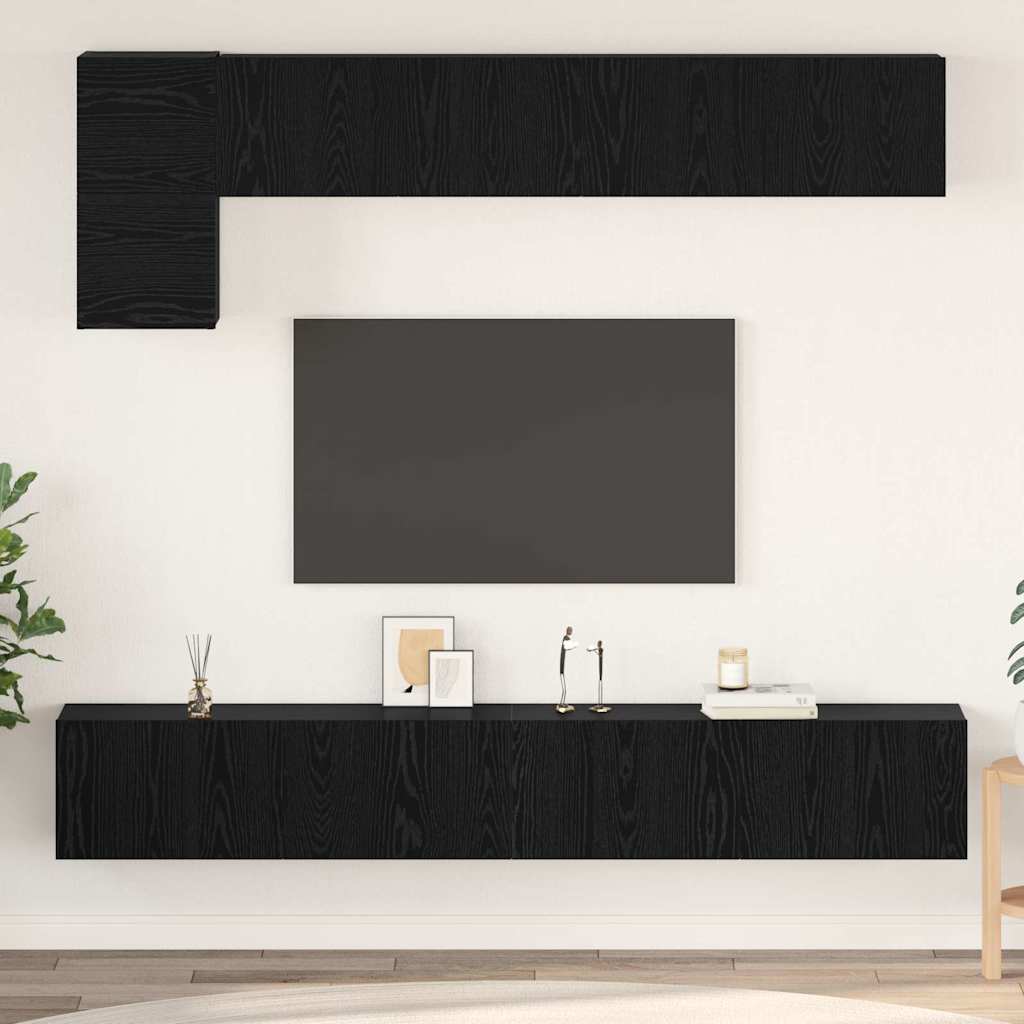 Set mobile TV 5 pcs Rovere Nero Legno multistrato