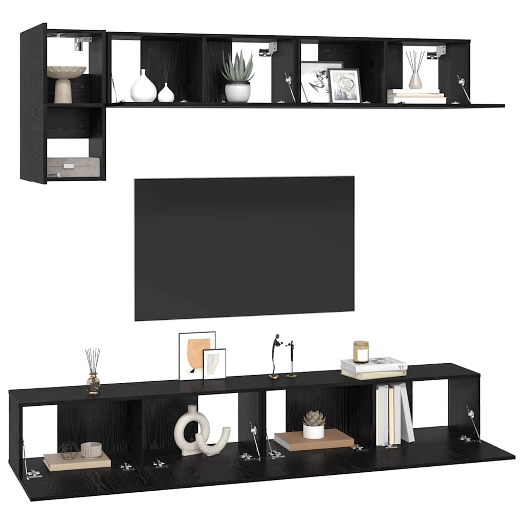 Set mobile TV 5 pcs Rovere Nero Legno multistrato