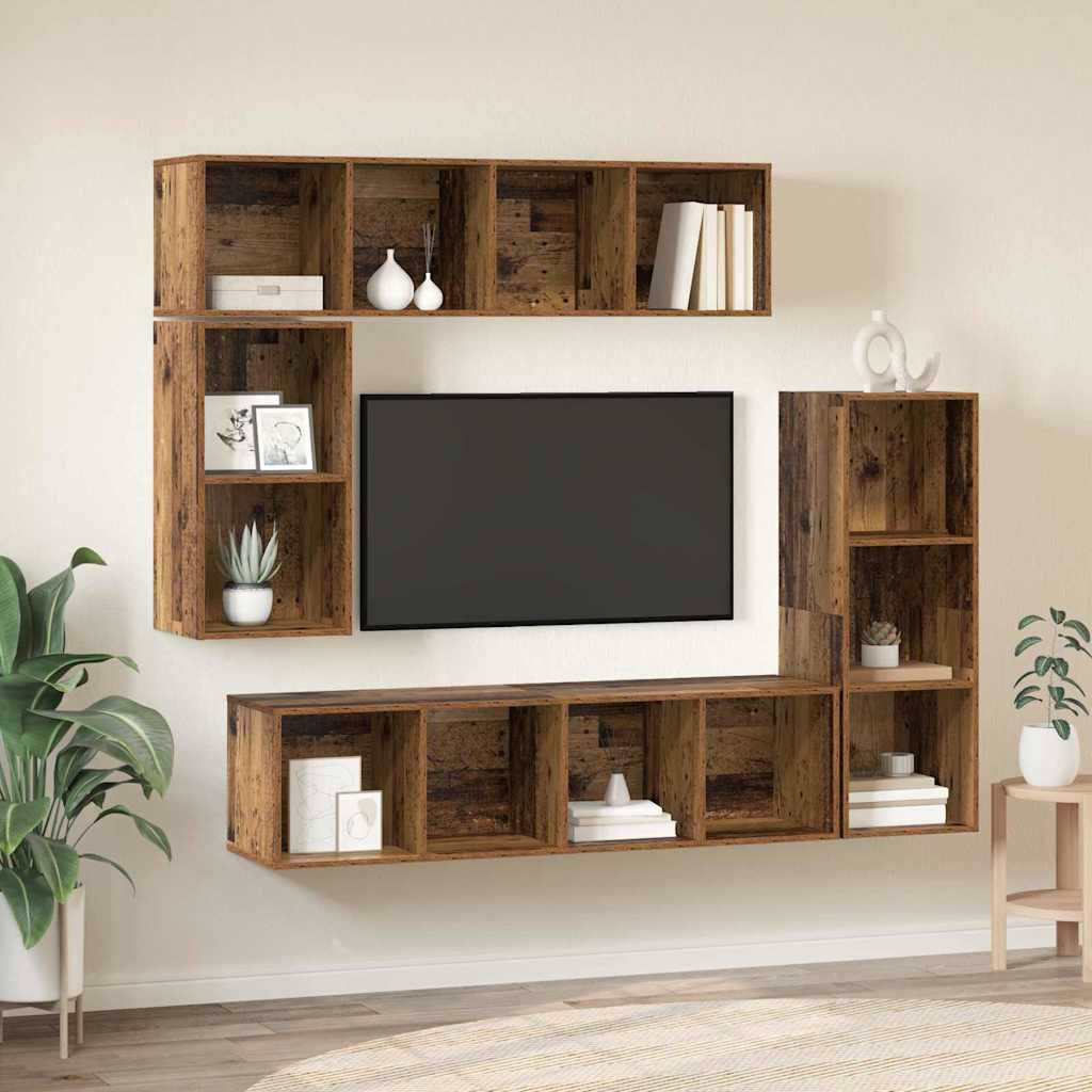 Set mobile TV 4 pcs Legno vecchio Legno multistrato