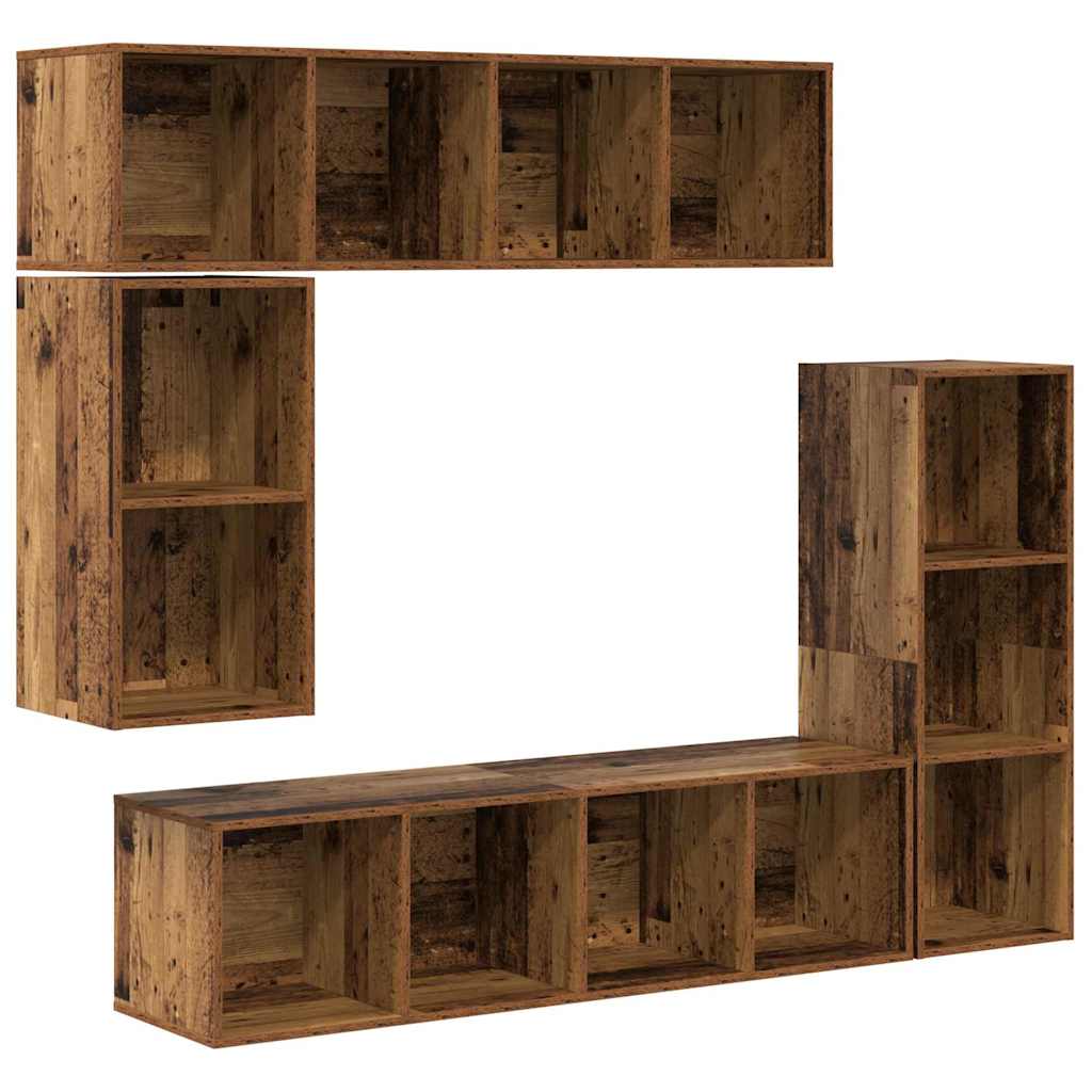 Set mobile TV 4 pcs Legno vecchio Legno multistrato