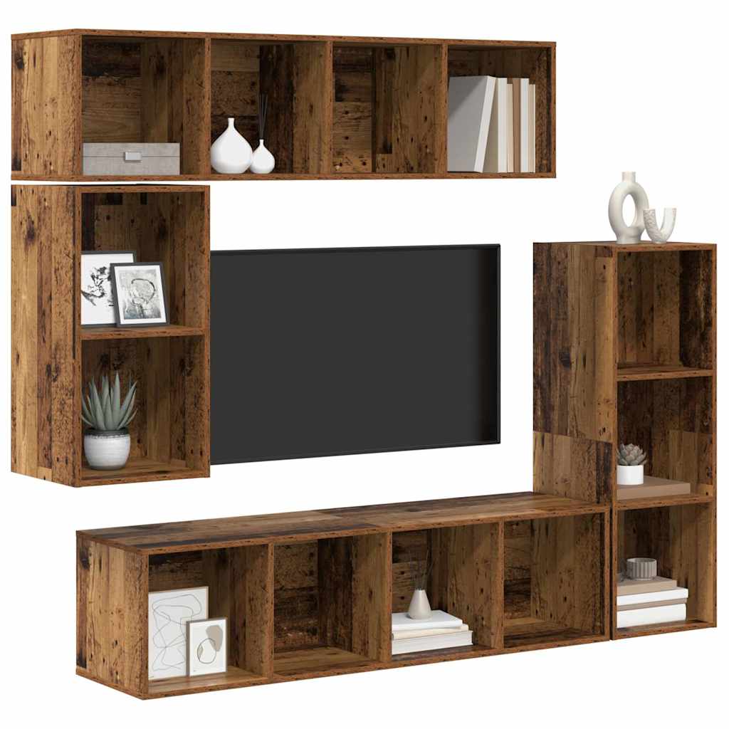 Set mobile TV 4 pcs Legno vecchio Legno multistrato