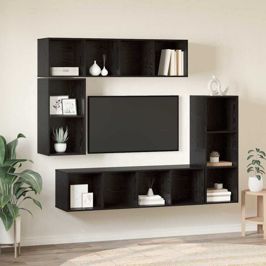 Set mobile TV 4 pcs Rovere Nero Legno multistrato