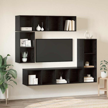 Set mobile TV 4 pcs Rovere Nero Legno multistrato