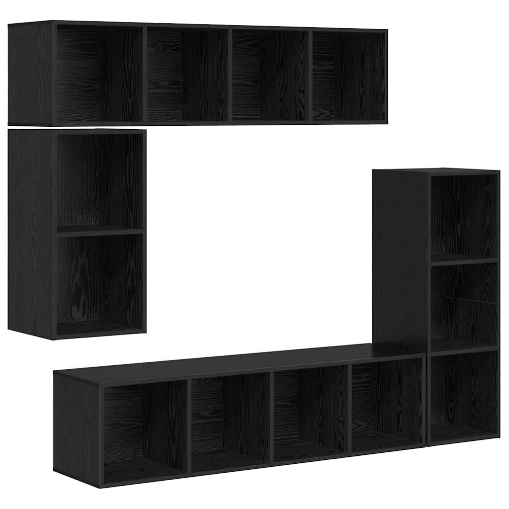 Set mobile TV 4 pcs Rovere Nero Legno multistrato