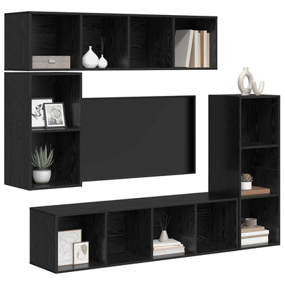 Set mobile TV 4 pcs Rovere Nero Legno multistrato