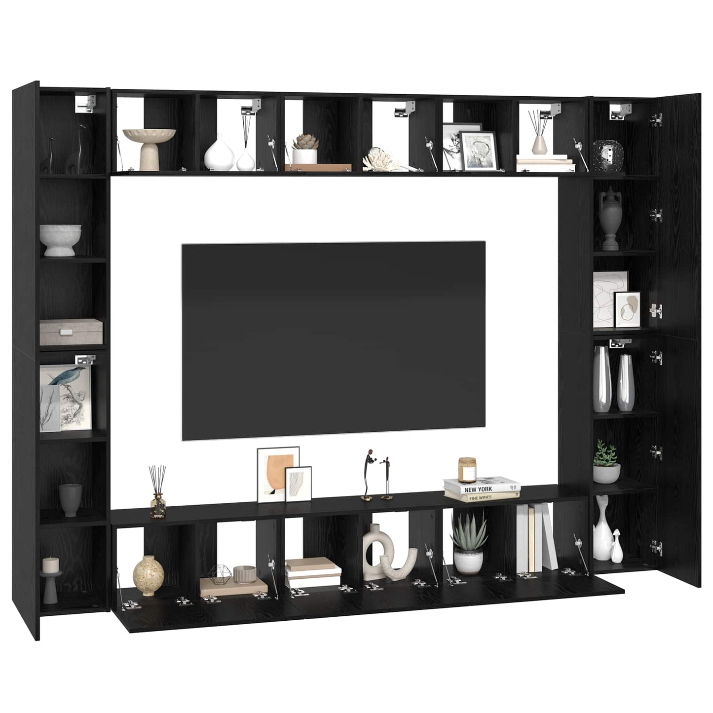 Set mobile TV 10 pcs Rovere Nero 30,5 x 30 x 90 cm