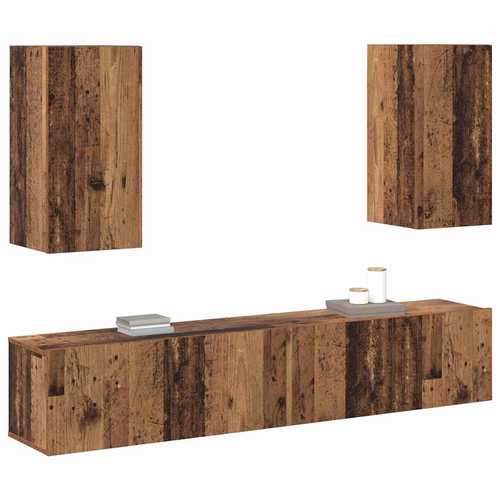 Set mobile TV 4 pcs Legno vecchio Legno multistrato