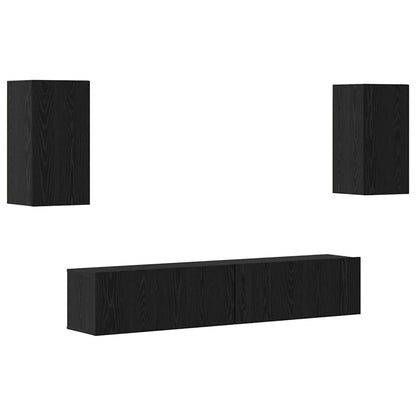 Set mobile TV 4 pcs Rovere Nero Legno multistrato