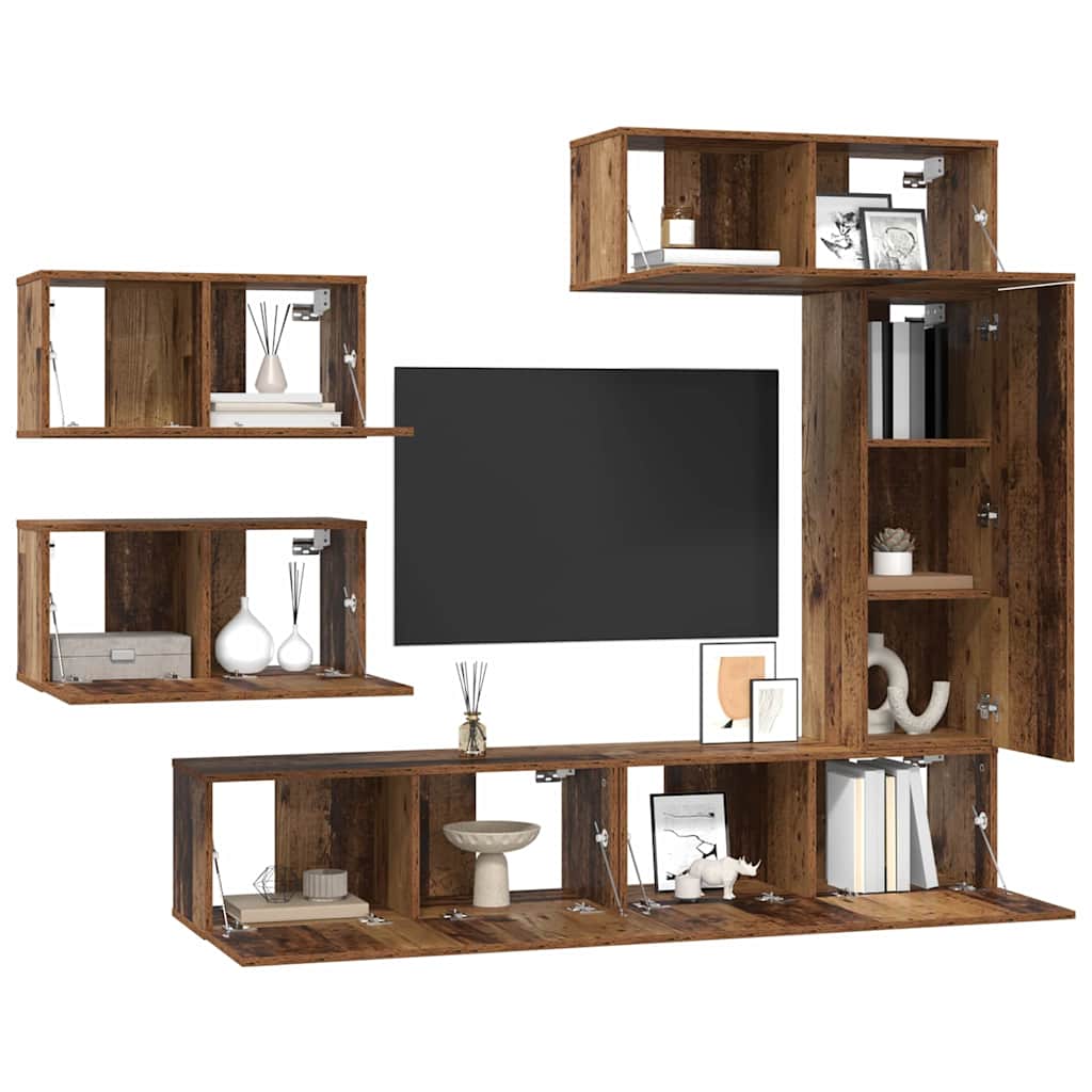 Set mobile TV 6 pcs Legno vecchio Legno multistrato