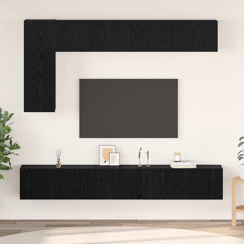 Set mobile TV 6 pcs Rovere Nero Legno multistrato
