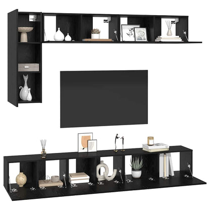 Set mobile TV 6 pcs Rovere Nero Legno multistrato