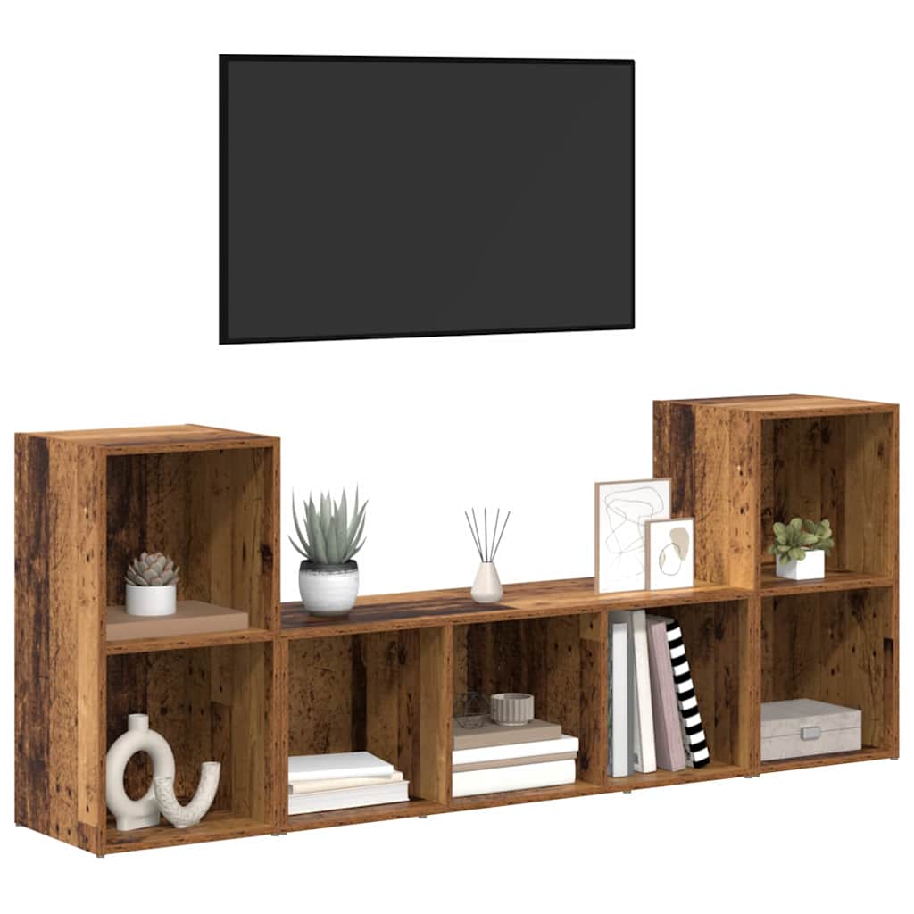 Set mobile TV 3 pcs Marrone Legno multistrato