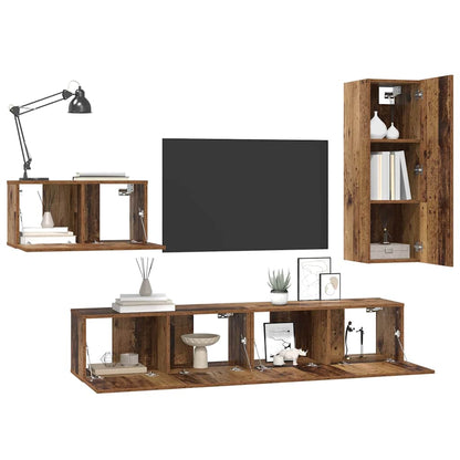 Set mobile TV 4 pcs Legno vecchio Legno multistrato