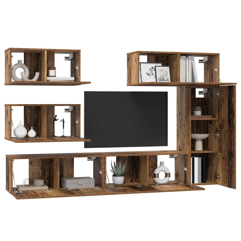 Set mobile TV 6 pcs Legno vecchio Legno multistrato