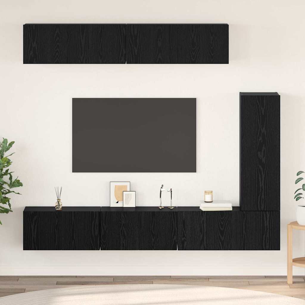 Set mobile TV 6 pcs Rovere Nero Legno multistrato