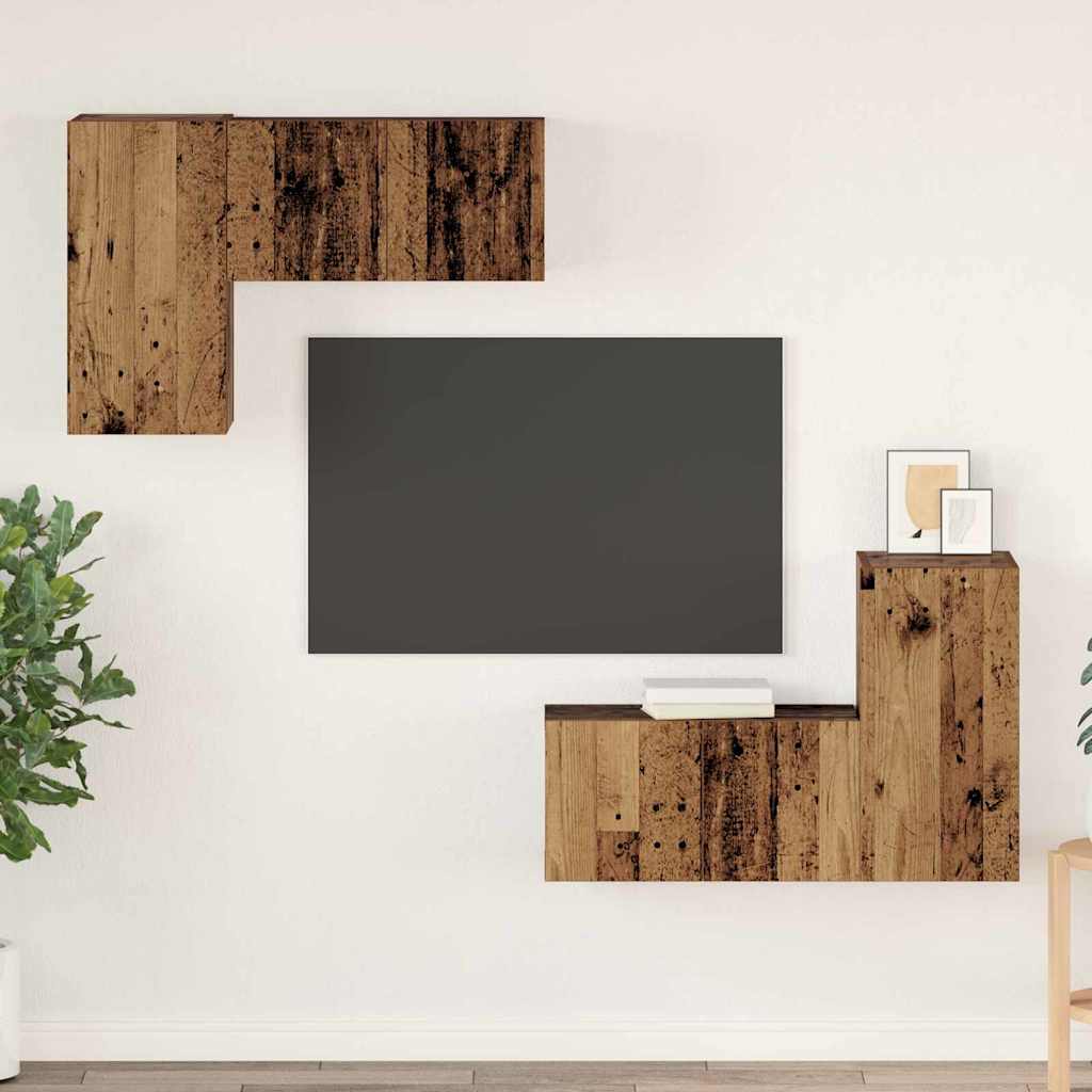 Set mobile TV 4 pcs Legno vecchio Legno multistrato