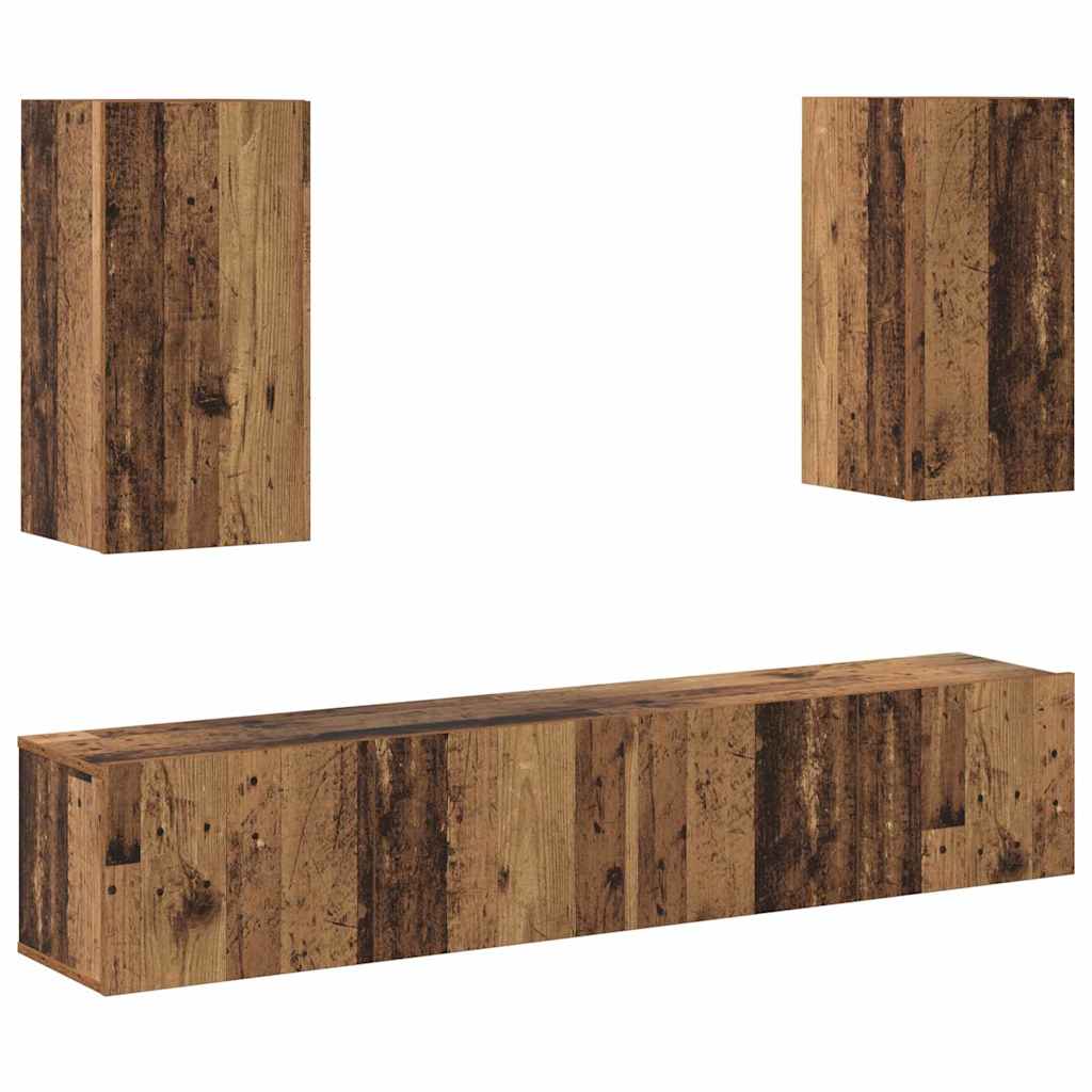 Mobile TV da Parete 3 pcs Legno vecchio Legno multistrato