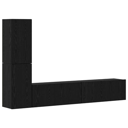 Mobile TV da Parete 2 pcs Rovere Nero Legno multistrato