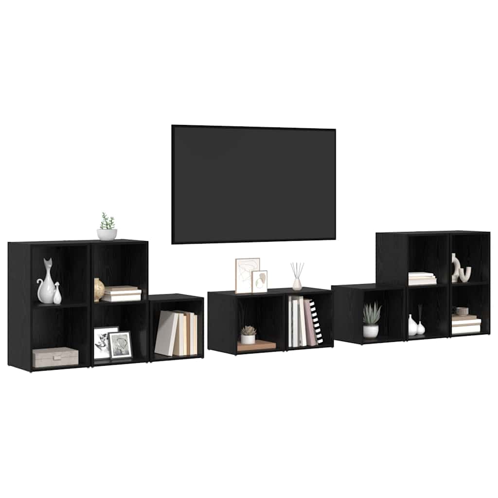 Set di mobili TV 8 pcs Rovere Nero Legno multistrato