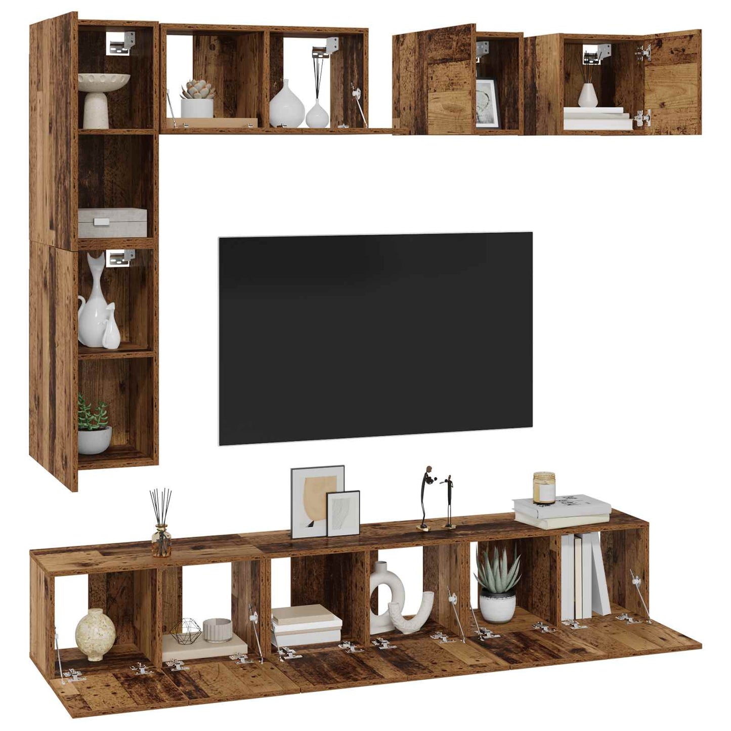 Set mobile TV 8 pcs Legno vecchio Legno multistrato
