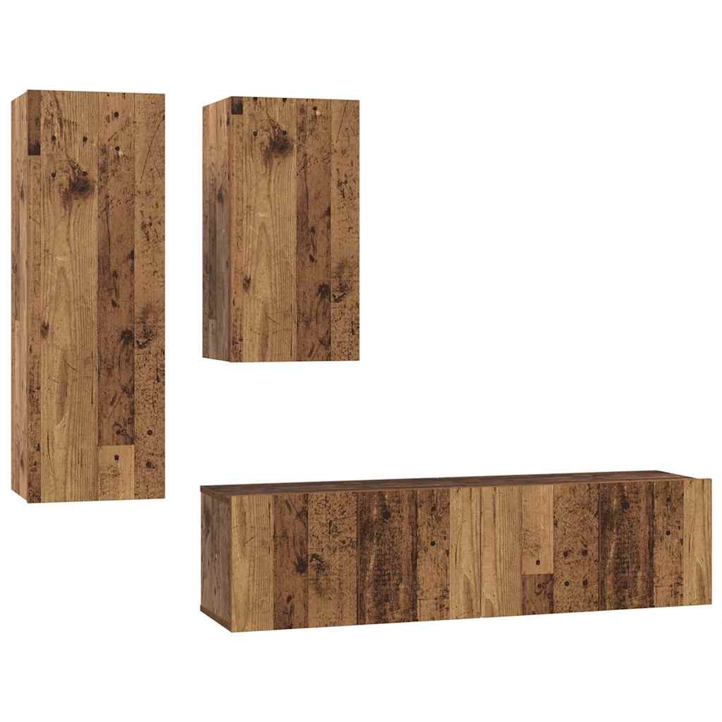 Set mobile TV 4 pcs Legno vecchio Legno multistrato