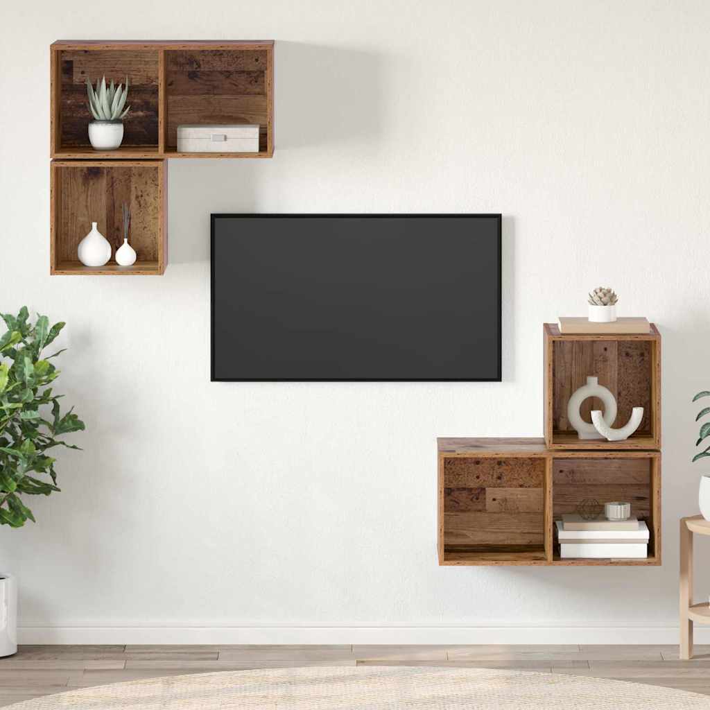 Set mobile TV 4 pcs Legno vecchio Legno multistrato