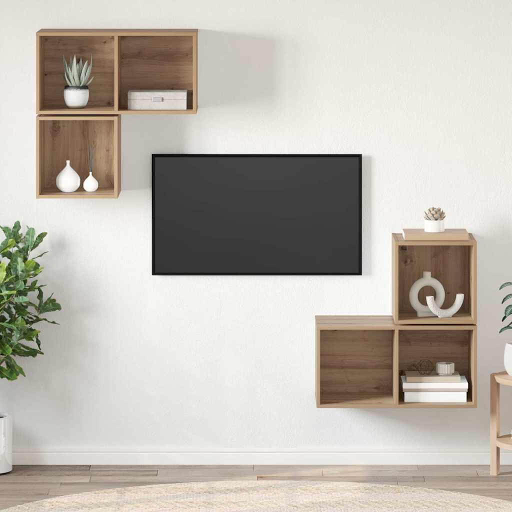 Set mobile TV 4 pcs Rovere artigianale Legno multistrato