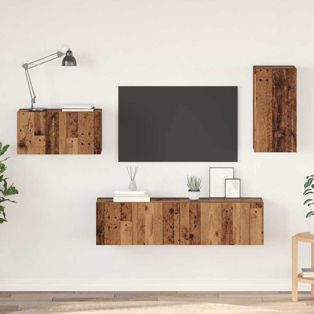 Set mobile TV 4 pcs Legno vecchio Legno multistrato