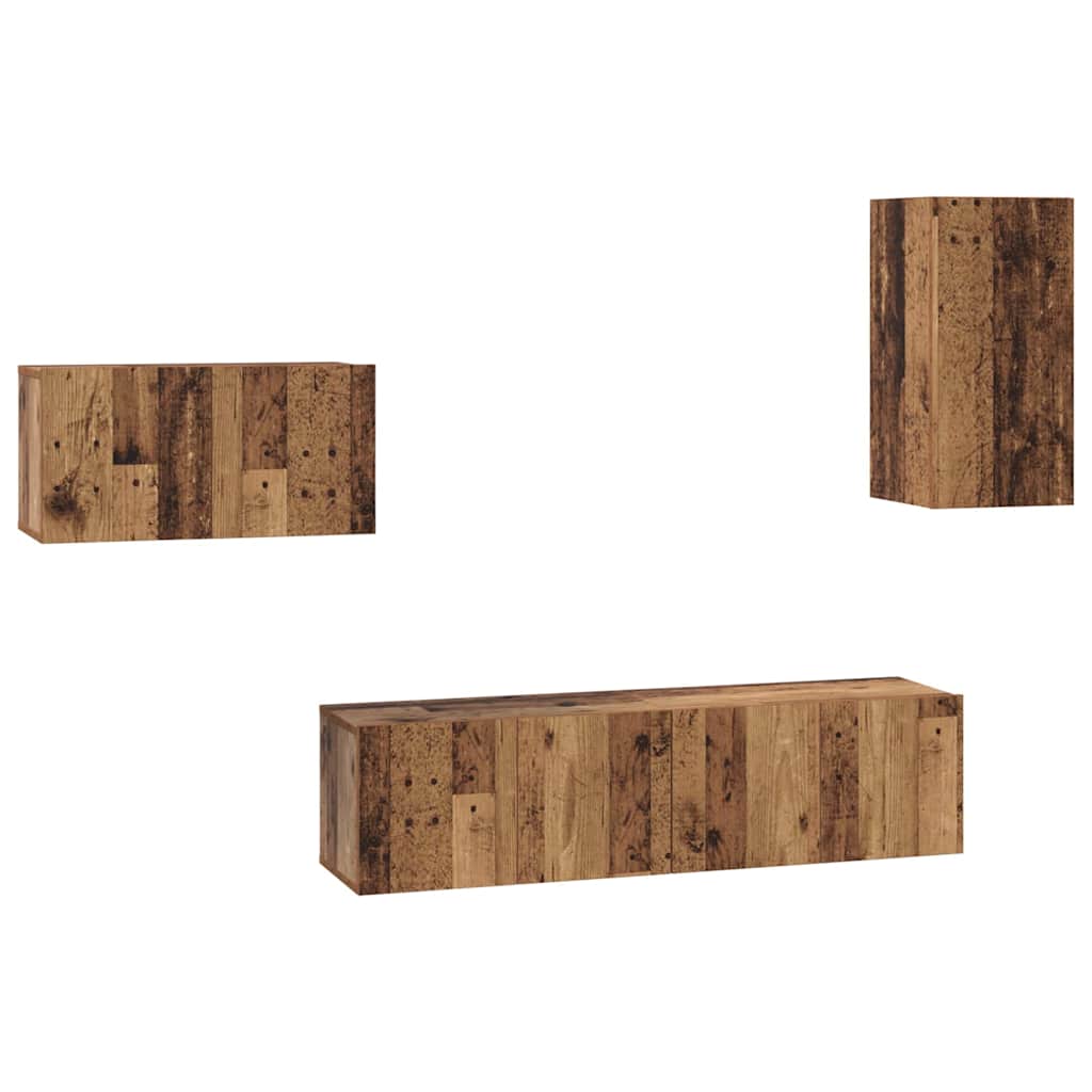 Set mobile TV 4 pcs Legno vecchio Legno multistrato