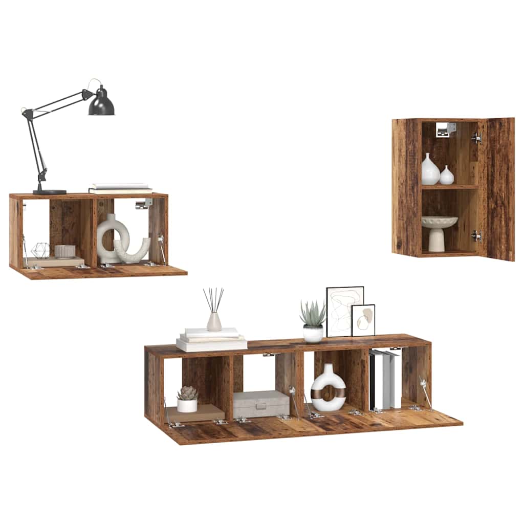 Set mobile TV 4 pcs Legno vecchio Legno multistrato