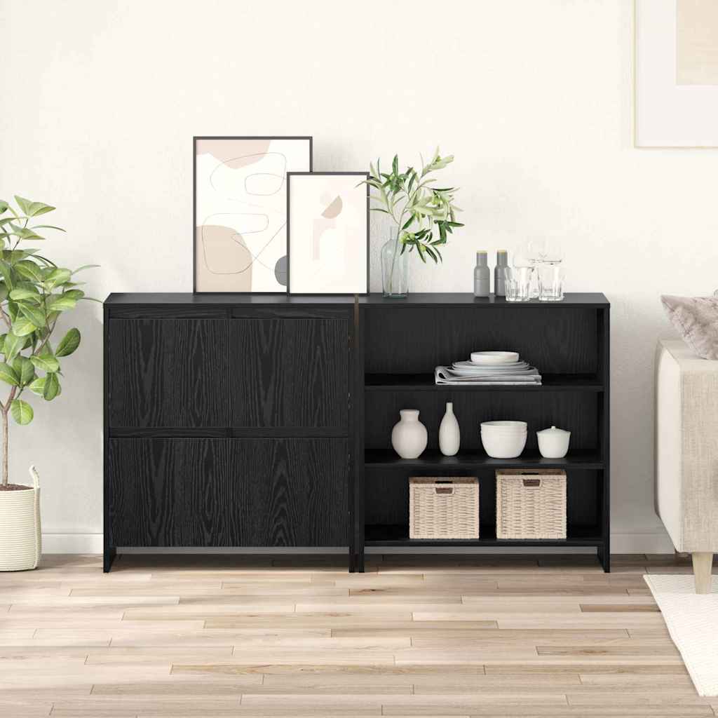 Credenza 2 pcs Rovere Nero 70 x 41 x 75 cm Legno multistrato