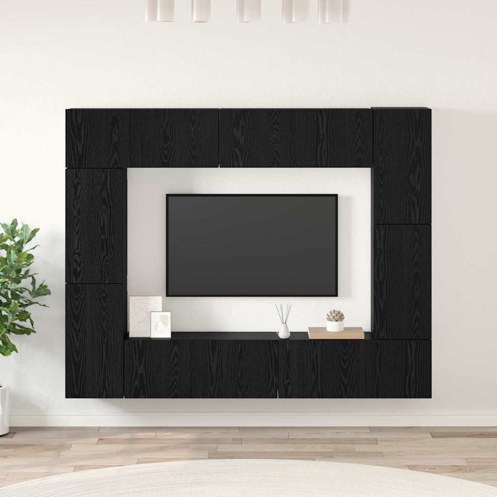 Set mobile TV 8 pcs Rovere Nero Legno multistrato