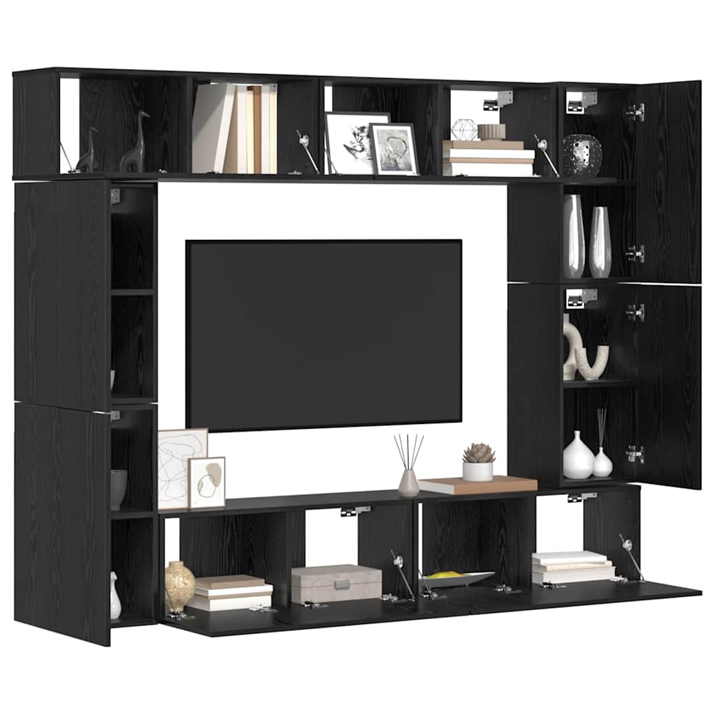 Set mobile TV 8 pcs Rovere Nero Legno multistrato