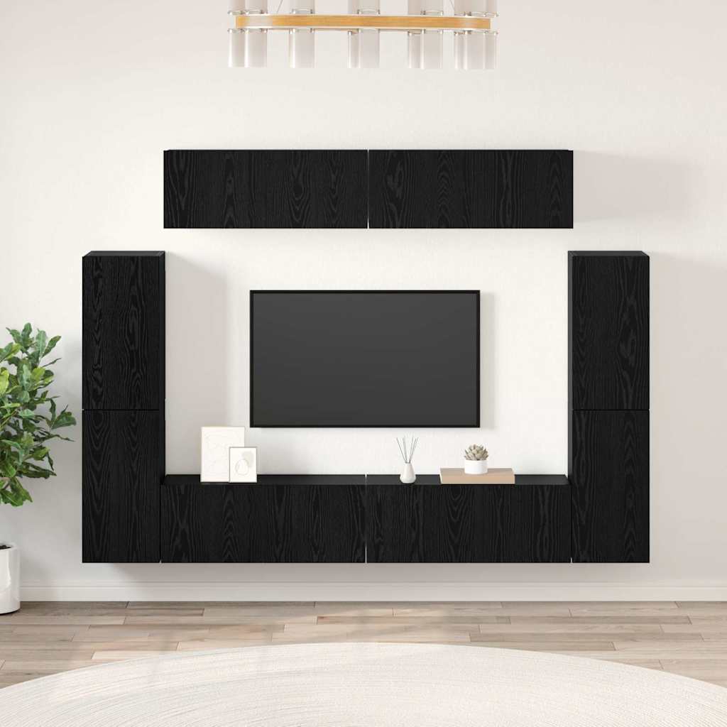 Set mobile TV 8 pcs Rovere Nero Legno multistrato