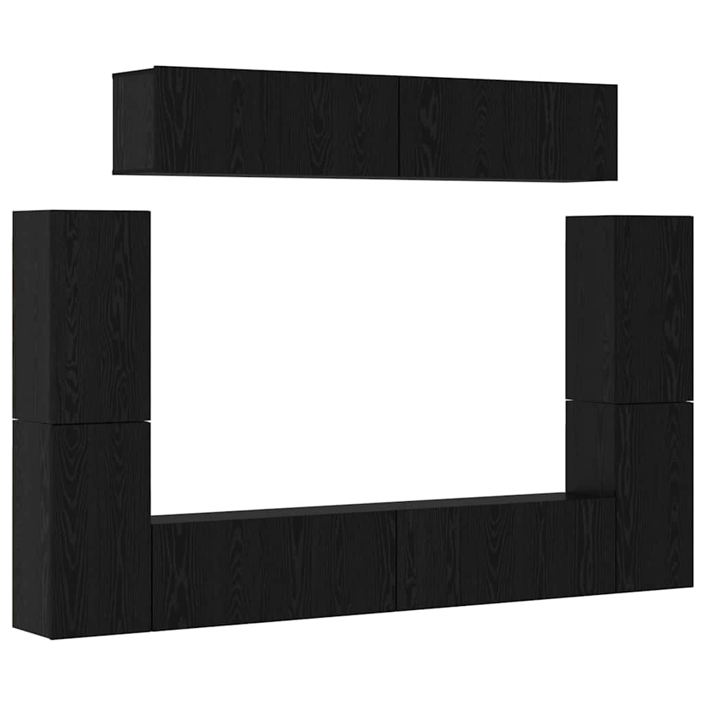 Set mobile TV 8 pcs Rovere Nero Legno multistrato