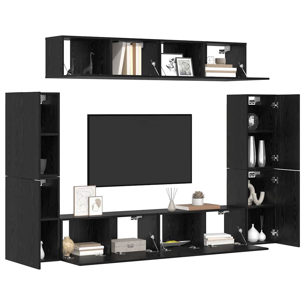 Set mobile TV 8 pcs Rovere Nero Legno multistrato